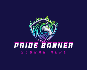 Horse Unicorn Shield logo design