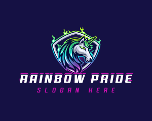 Horse Unicorn Shield logo design