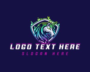 Gaming - Horse Unicorn Shield logo design