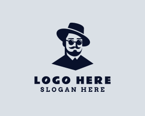 Barber - Hipster Mustache Guy logo design