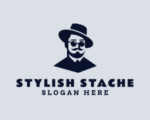 Hipster Mustache Guy logo design