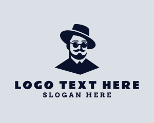 Shades - Hipster Mustache Guy logo design