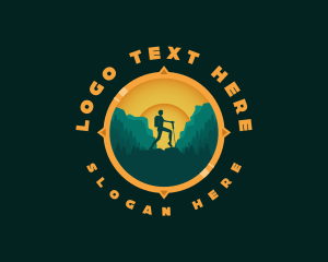 Hiker - Outdoor Mountain Backpacker logo design