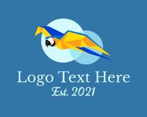 Geometric - Polygon Flying Parrot logo design