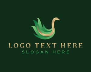 Animal - Luxury Swan Leaf logo design