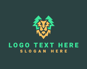 Zoo - Lion Pine Forest logo design