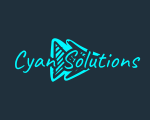 Cyan - Arrow Scribble Gaming logo design