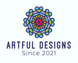 Mandala Flower Kaleidoscope logo design