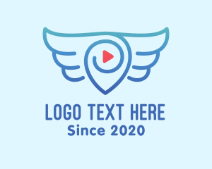 Travel Vlogger - Destination Pin Wings logo design