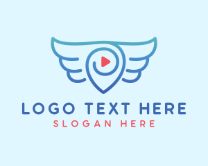 Travel Vlog - Location Pin Wings logo design