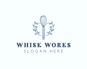 Whisk - Floral Baking Whisk logo design