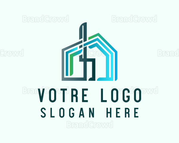 Abstract Blue House Logo