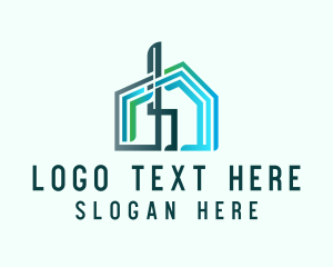 Property Maintenance - Abstract Blue House logo design