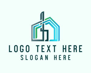 Abstract Blue House Logo