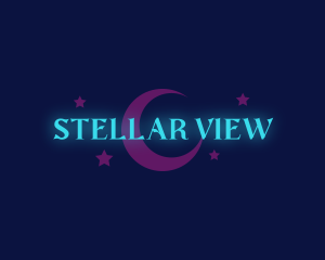 Stargazing - Neon Moon Night logo design