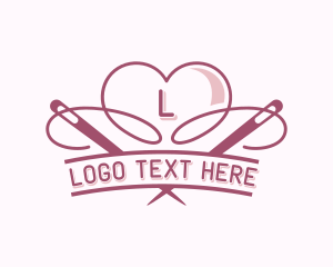 Knitting - Heart Needle Seamstress logo design