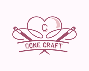 Heart Needle Seamstress logo design