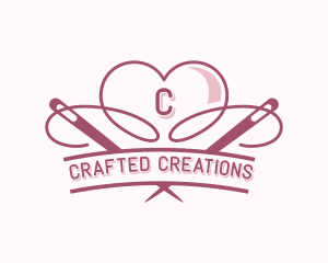 Heart Needle Seamstress logo design