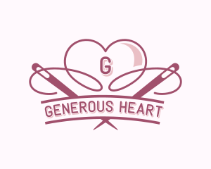 Heart Needle Seamstress logo design