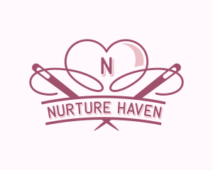 Heart Needle Seamstress logo design