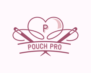 Heart Needle Seamstress logo design