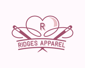 Heart Needle Seamstress logo design