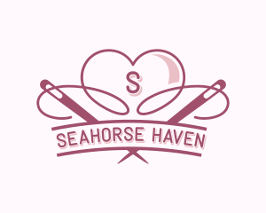 Heart Needle Seamstress logo design