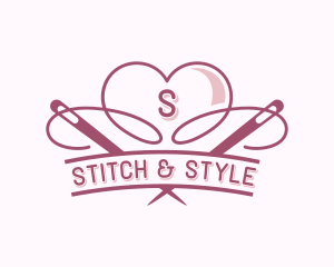 Heart Needle Seamstress logo design