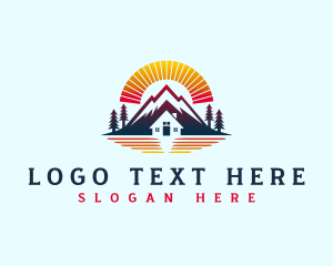 Vacation - Mountain Cabin Sunrise logo design