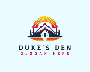 Mountain Cabin Sunrise logo design