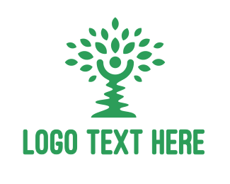 Green Tree Person logo design