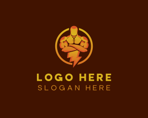 Sustainable - Muscle Lightning Human logo design