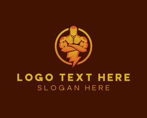 Voltage - Muscle Lightning Human logo design