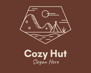 Hut - Mountain Camping Campsite logo design