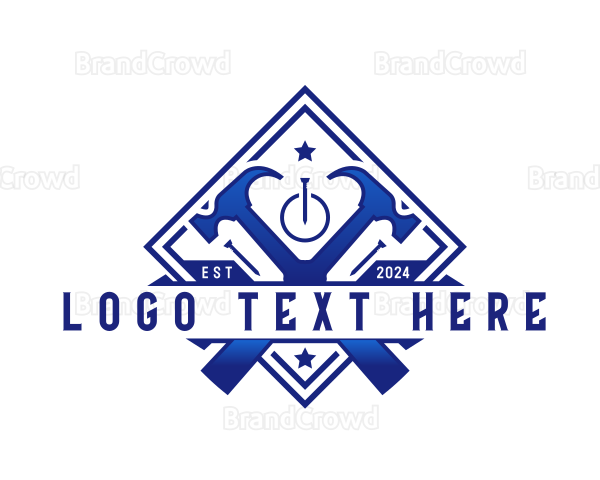 Hammer Nail Industrial Builder Logo