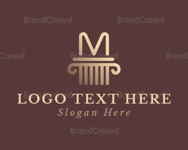 Legal Column Pillar Letter M Logo