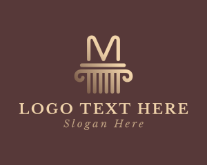 Support - Legal Column Pillar Letter M logo design