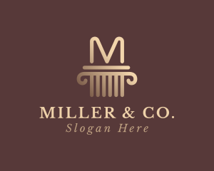 Legal Column Pillar Letter M logo design