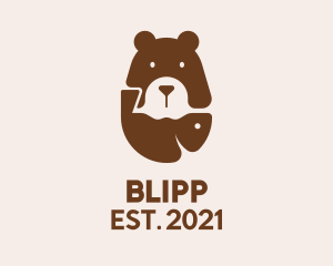 Animal - Brown Bear Fishing logo design