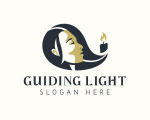 Flame Candle Lady logo design