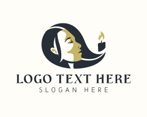 Light - Flame Candle Lady logo design