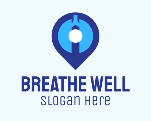 Asthma - Blue Lung Location Pin logo design