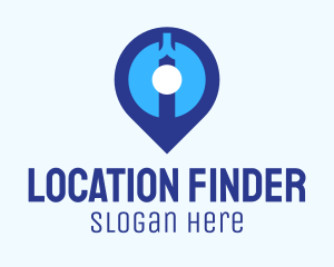 Geolocation - Blue Lung Location Pin logo design