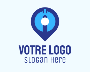 Cancer - Blue Lung Location Pin logo design