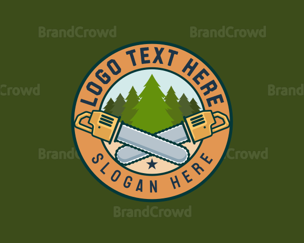 Forest Woodcutting Chainsaw Logo