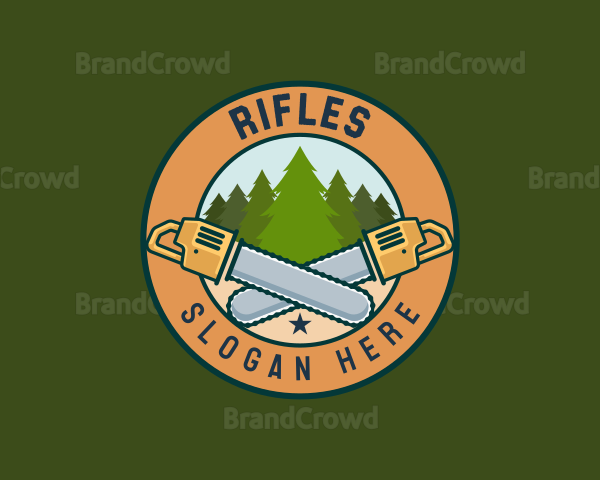 Forest Woodcutting Chainsaw Logo