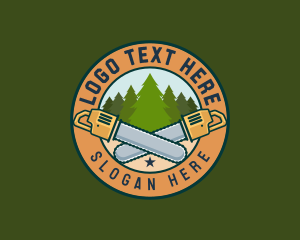 Lumberjack - Forest Woodcutting Chainsaw logo design