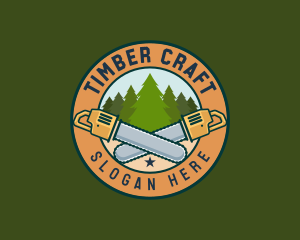 Woodcutting - Forest Woodcutting Chainsaw logo design