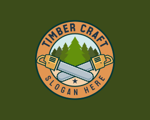 Forest Woodcutting Chainsaw  logo design