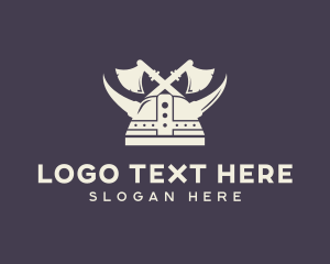 Weapon - Axe Viking Helmet logo design